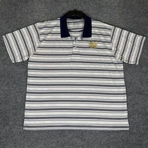 Notre Dame Fighting Irish‎ Polo Shirt Mens 2XL Blue Striped Short Sleeve College